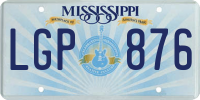 MS license plate LGP876
