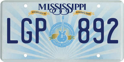 MS license plate LGP892