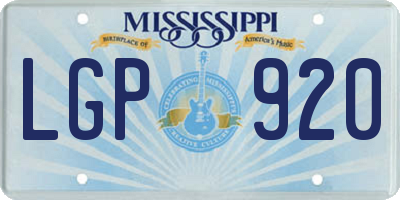 MS license plate LGP920