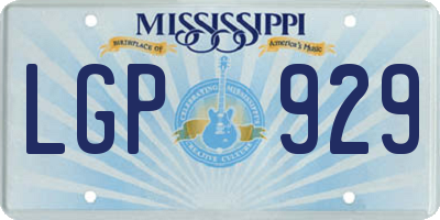 MS license plate LGP929
