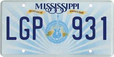 MS license plate LGP931