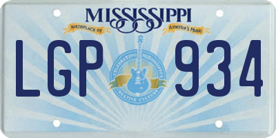 MS license plate LGP934