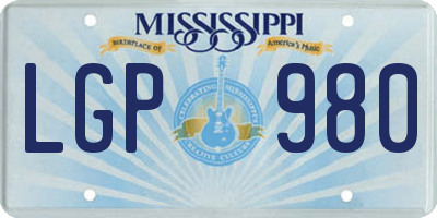 MS license plate LGP980