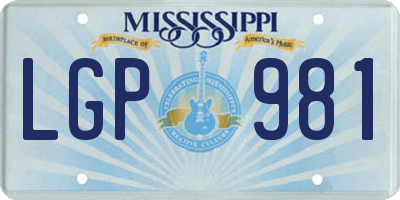 MS license plate LGP981