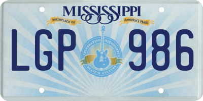 MS license plate LGP986
