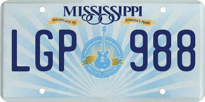 MS license plate LGP988