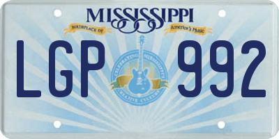 MS license plate LGP992