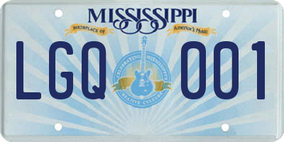 MS license plate LGQ001