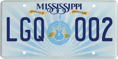 MS license plate LGQ002