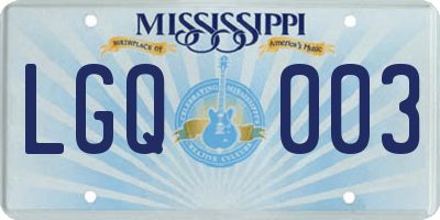 MS license plate LGQ003