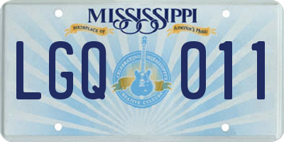 MS license plate LGQ011