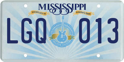MS license plate LGQ013