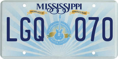 MS license plate LGQ070