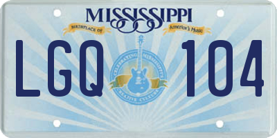 MS license plate LGQ104