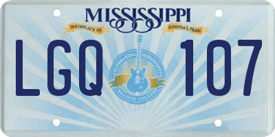 MS license plate LGQ107
