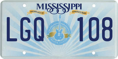 MS license plate LGQ108