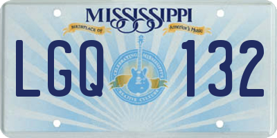 MS license plate LGQ132