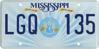 MS license plate LGQ135