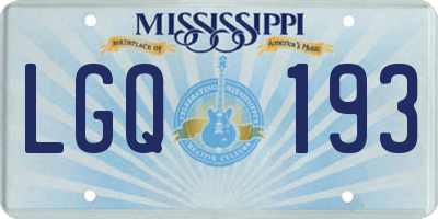 MS license plate LGQ193