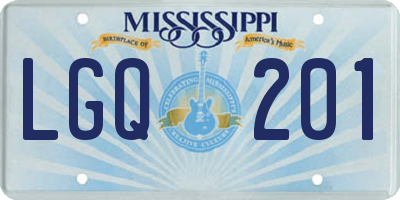 MS license plate LGQ201
