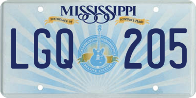 MS license plate LGQ205