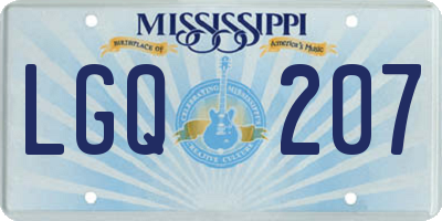 MS license plate LGQ207