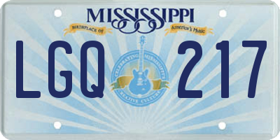 MS license plate LGQ217