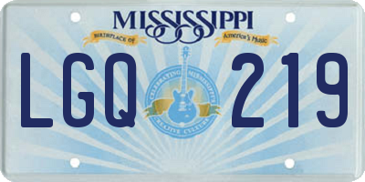 MS license plate LGQ219