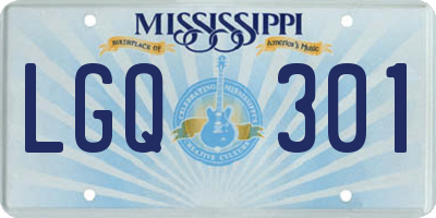 MS license plate LGQ301