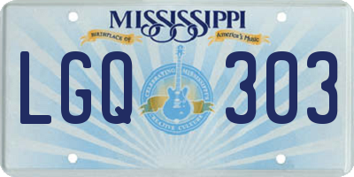 MS license plate LGQ303
