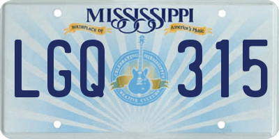 MS license plate LGQ315