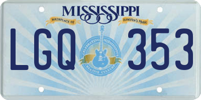 MS license plate LGQ353