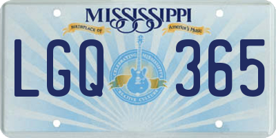 MS license plate LGQ365