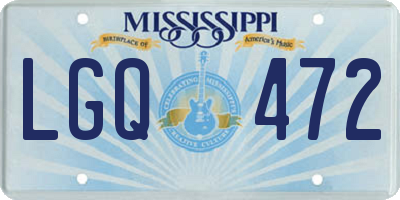 MS license plate LGQ472