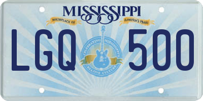 MS license plate LGQ500