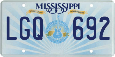 MS license plate LGQ692