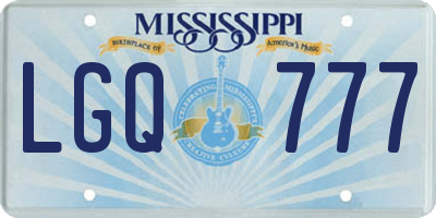MS license plate LGQ777