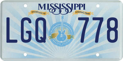 MS license plate LGQ778
