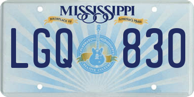 MS license plate LGQ830