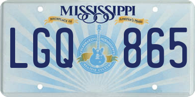 MS license plate LGQ865