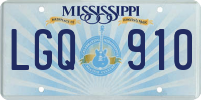 MS license plate LGQ910