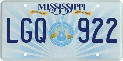 MS license plate LGQ922