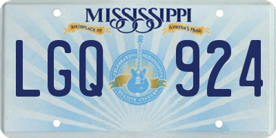 MS license plate LGQ924