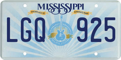 MS license plate LGQ925