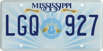 MS license plate LGQ927