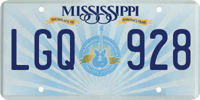 MS license plate LGQ928