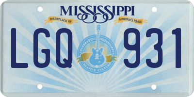 MS license plate LGQ931