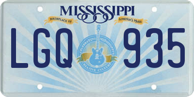 MS license plate LGQ935