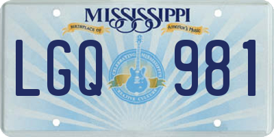 MS license plate LGQ981