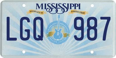 MS license plate LGQ987